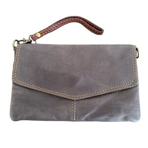 100% Toscana Genuine Leather Brown Handbag Wristlet Small Purse Italy